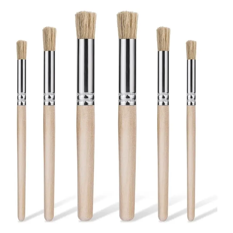 BSEVB-24Pcs 나무에 그림을 그리기 위한 나무 스텐실 브러쉬, 아크릴 페인트용 천연 강모 스텐실 브러쉬 아트 브러쉬,(3가지 크기)