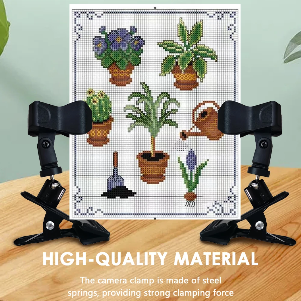 2pcs Cross Stitch Clip Clamp Non-slip Table Edge Embroidery Clip Adjustable Desk Clamp 360 Rotation Metal for Camera Tripod