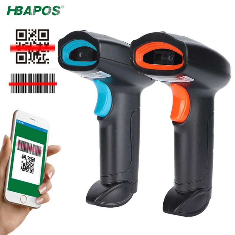 Hbapos Code Bar Scanner Qr Pdf417 Lettore Di Codici A Barre 2.4G Wireless Wired Usb Scan Gun Per Magazzino Pos System Pc
