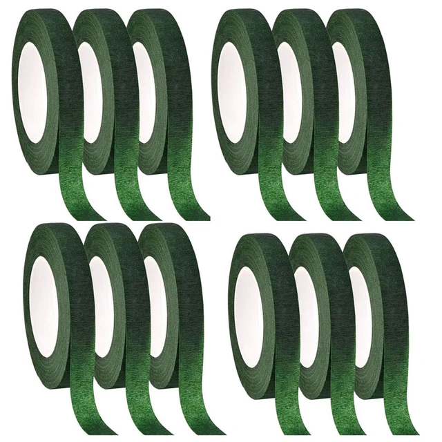 12 Pcs Floral Tape Florist Stem Wrap Green Tape for Bouquet Flowers and  Crafts Making