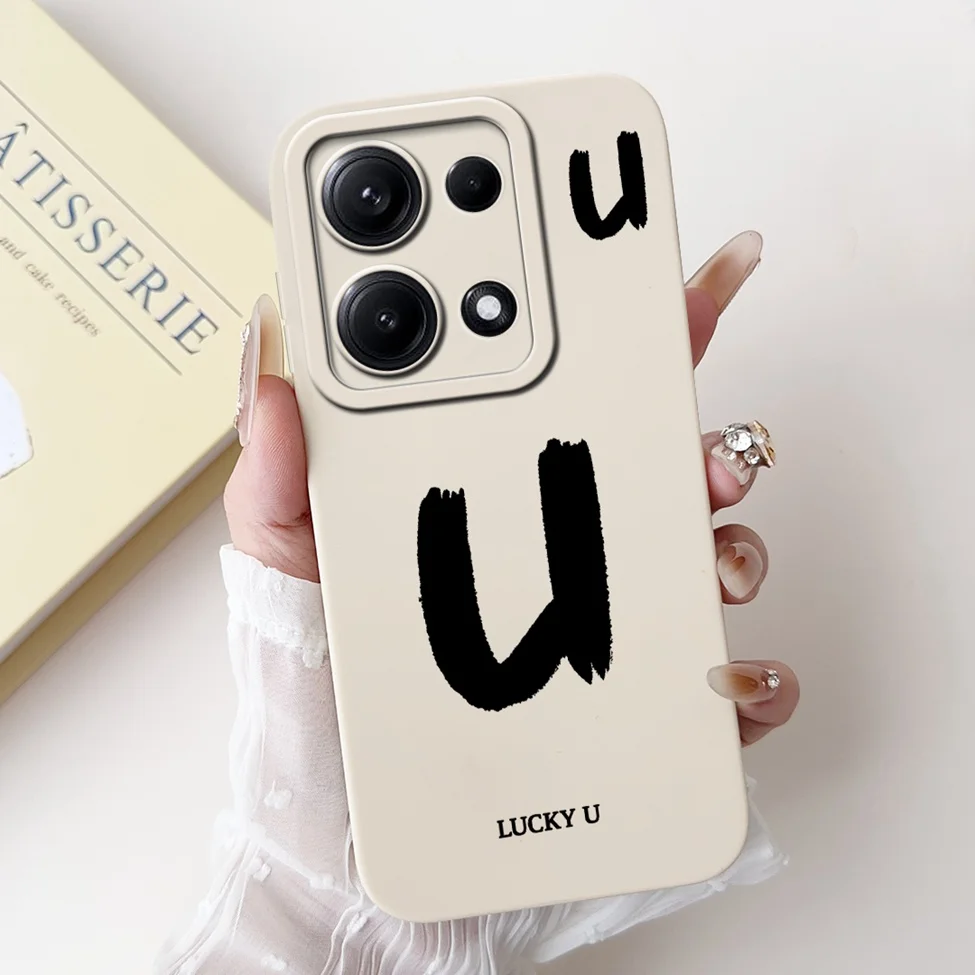 4G For Redmi Note 14 14S 14Pro Back Cover For Redmi Note 14 Pro 4G Case Simple Fashion A-Z Letters Pattern Design Silicone Funda