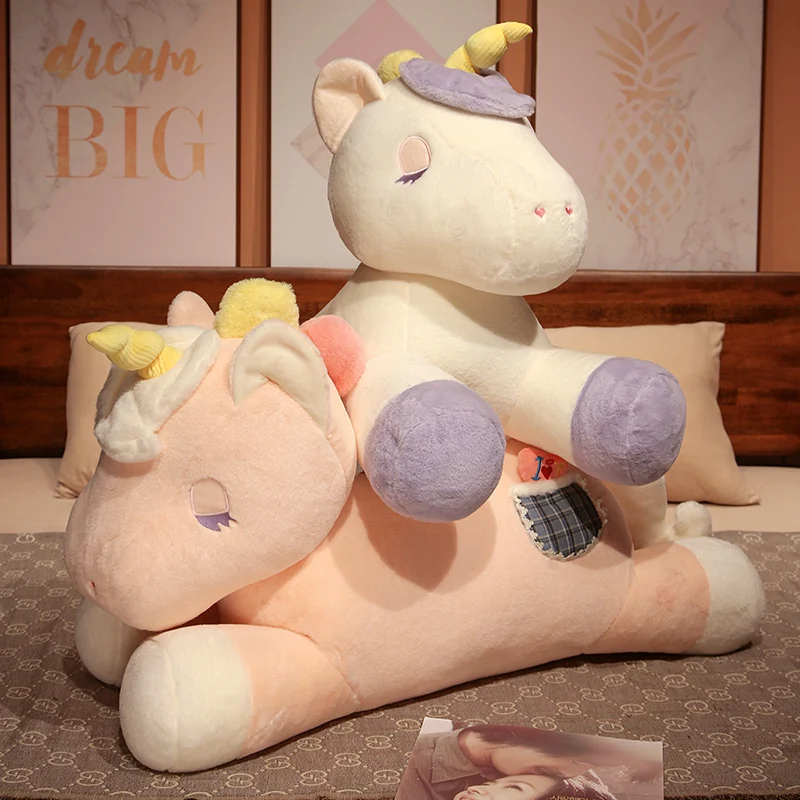 Cartoon Large Size Unicorn Plush Pillow Toy Cute Stuffed Animals Unicorn Plushies Doll Kawaii Soft Kids Toys Girls Room Decor blue series 43cm rebirth doll mini umbrella glasses swimsuit 18 inch diy toy gift giraffe unicorn printed rebirth accessories