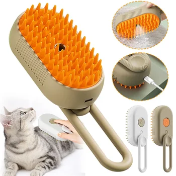 Cat Steam Brush Steamy Dog Brush 3 In 1 Electric Spray Cat Hair Brushes For Massage Pet Grooming Comb Hair Removal Combs Pet Pro 2