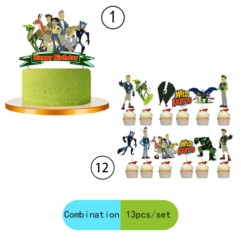 Wild Kratts Jungle Theme Birthday Party Ceremony Scene Layout Decorative Banner Spiral Honeycomb Pennant Disposable Items