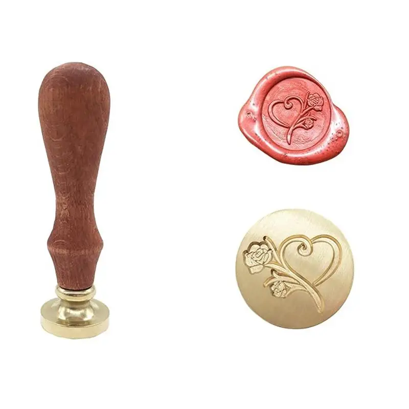 

Vintage Classical Wax Sealing Stamp Arts Crafts Romantic Wax Seal Stamp Greetings For Wedding Invitation Letter (Gold-Rose)