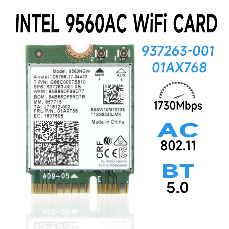 New Dual Band Wireless AC 9560 9560NGW AC9560 for Intel 9560ngw 802.11ac  NGFF 2.4G / 5G 2x2 Wi Fi Card Bluetooth 5.0 NGFF /M.2|Network Cards| -  AliExpress