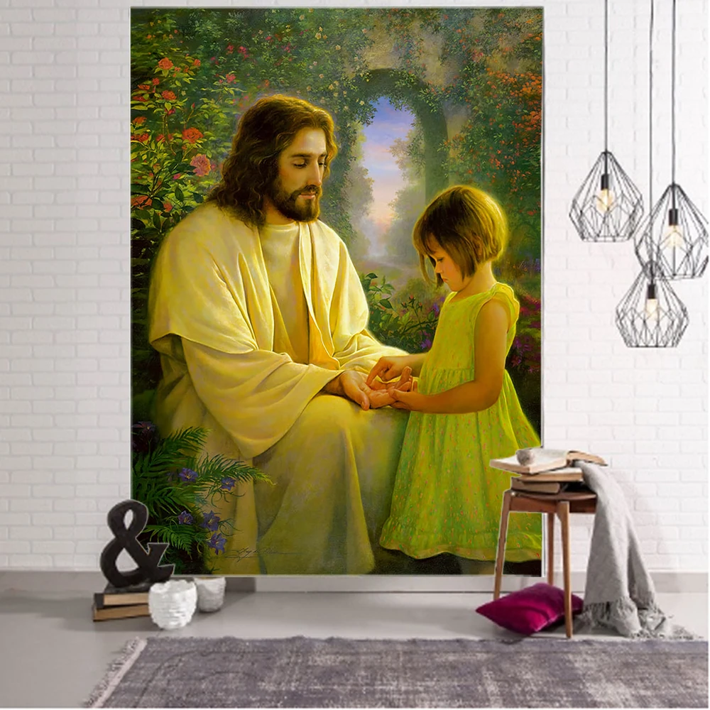 God Jesus Decorative Tapestry Mandala Boho Hippie Wall Tapestry for Home Bedroom Decorative