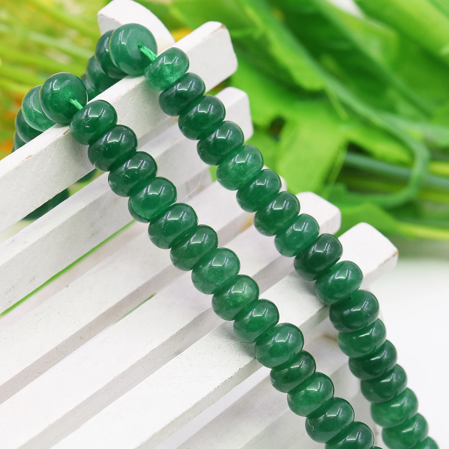 5x8mm Green Malay Chalcedony Crystal Abacus Loose Bead DIY Stone,Transparent Pattern Jewelry,Women Gift Necklace/Bracelet 15inch