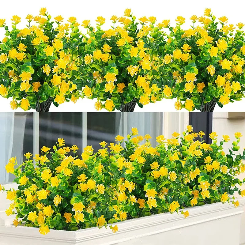 4 Bündel künstliche Pflanzen, künstliche Boston-Farns-Büsche, künstliche Sträucher, grün, UV-beständig, Pflanze für Zuhause, Garten, Outdoor, Hofdekoration – Detail 7