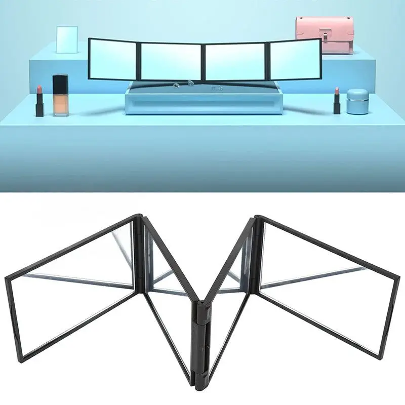 Multi Angle 4 Face Foldable Mirror Desktop Makeup Compact Glass Folding Tiny Mirror Portable DIY Four Sided Beauty