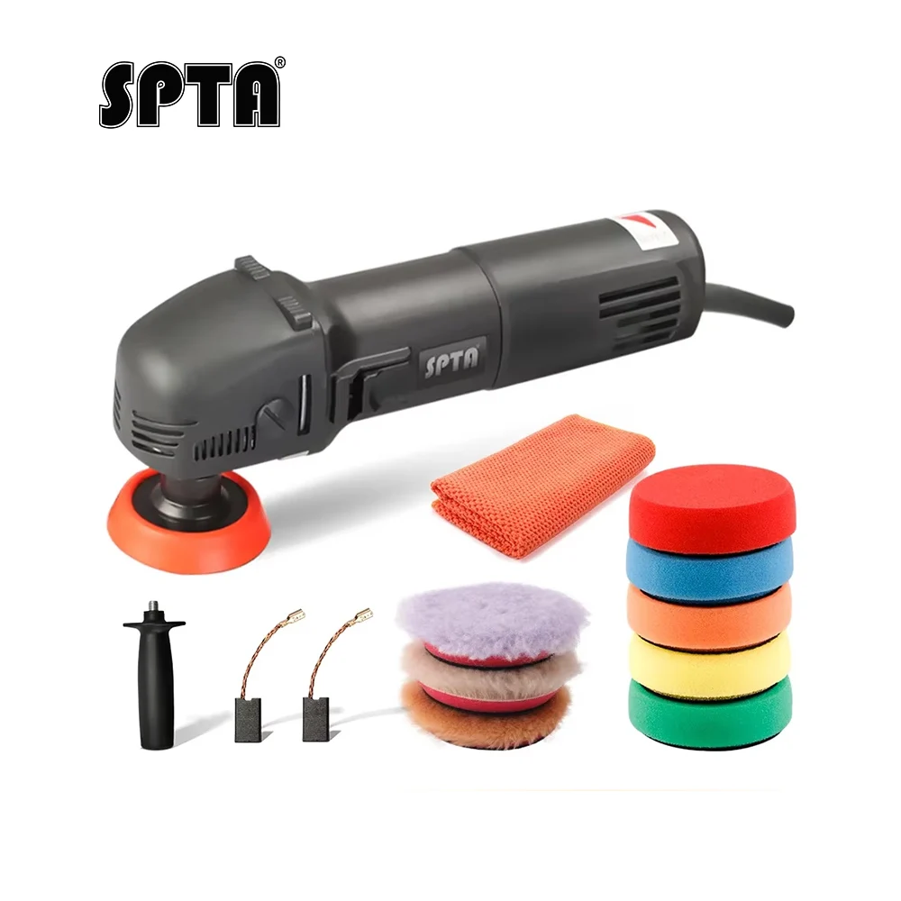 SPTA Mini Polishing Machine er Rotary Polisher M14 Thread with 5Pcs Spopng Pads & 3Pcs Wool Pads For Car Detailing Polishing