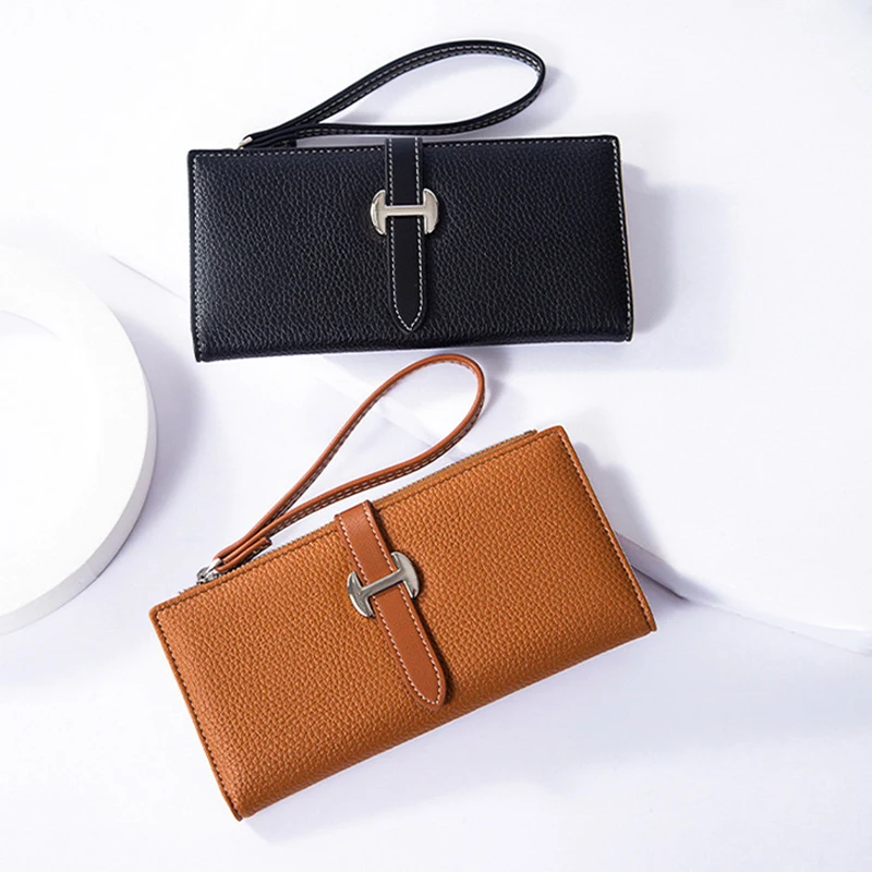Elegant Women's PU Leather Wallet - Long Clutch with Zip Pocket and Card Holder