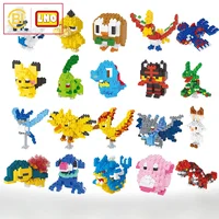DIY Pokemon Blocks Small Cartoon Mini Building Block Pikachu Charizard Eevee Mewtwo Anime Assemble Action Model Dolls Toys 1