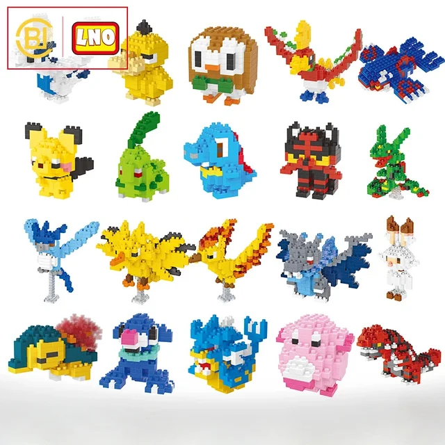 DIY Pokemon Blocks Small Cartoon Mini Building Block Pikachu Charizard Eevee Mewtwo Anime Assemble Action Model Dolls Toys 1