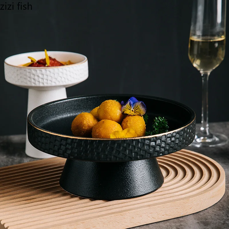 طبق عشاء سيراميك فاخر عالي القدم | مقاوم للميكرووي...