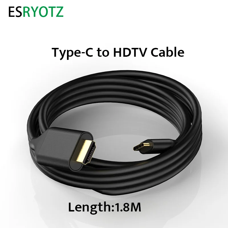 애플 맥북 프로 델 레노버용 USB-C to HDTV 케이블, USB to HDMI 호환 어댑터 컨버터 케이블, 4K 60HZ ESRYOTZ