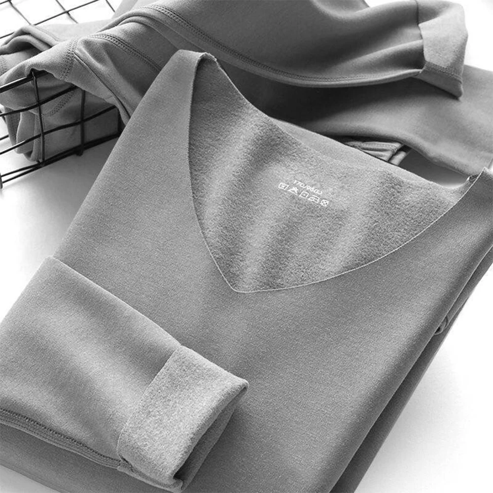 Fashion Men's Milk Silk Seamless Thermal Long Johns Tops Bottoms Autumn Winter Solid Color Men Comfortable Thermo Underwear Set