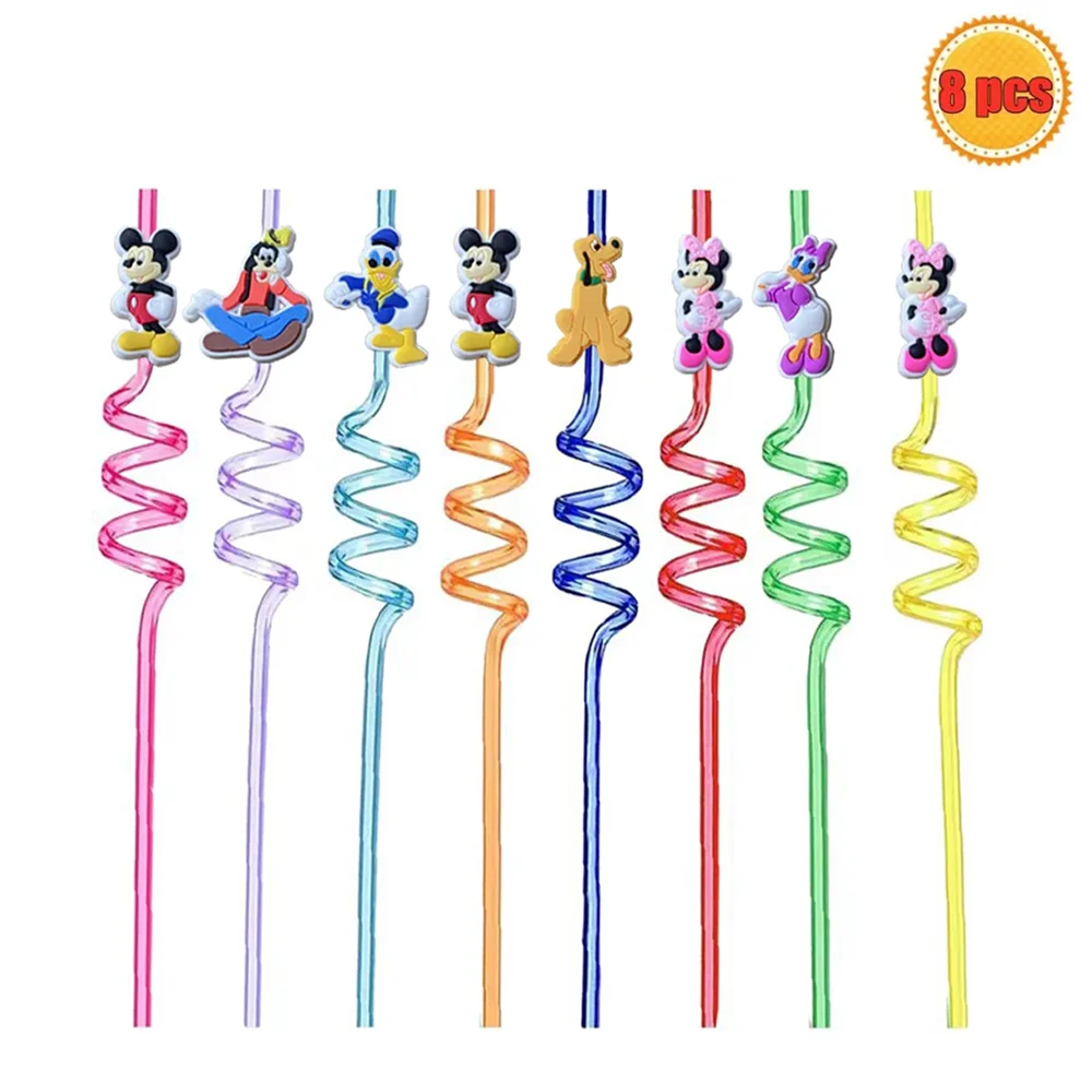 

Disney Mickey Mouse Party Supplies Reusable Plastic Juice Straws For Baby Shower Girls Kids Minnie Birthday Party Decoration