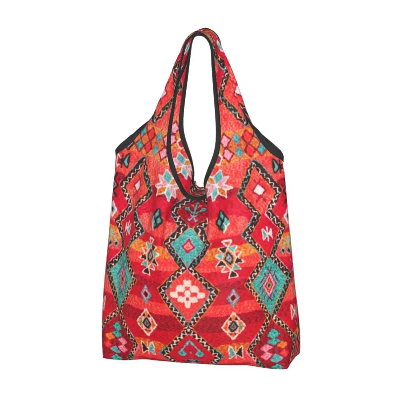 Red Oriental Heritage Berber Colored Moroccan Style Shopping Women Tote Bag Portable Bohemian Tribal Groceries Shopper Bags red oriental heritage berber colored moroccan style shopping women tote bag portable bohemian tribal groceries shopper bags