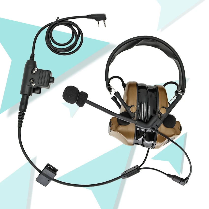 Y Cable with Comtac Microphone and U94 Ptt Suitable for Tactical Headset Peltor COMTAC II III IPSC Version Anti noise Headphone