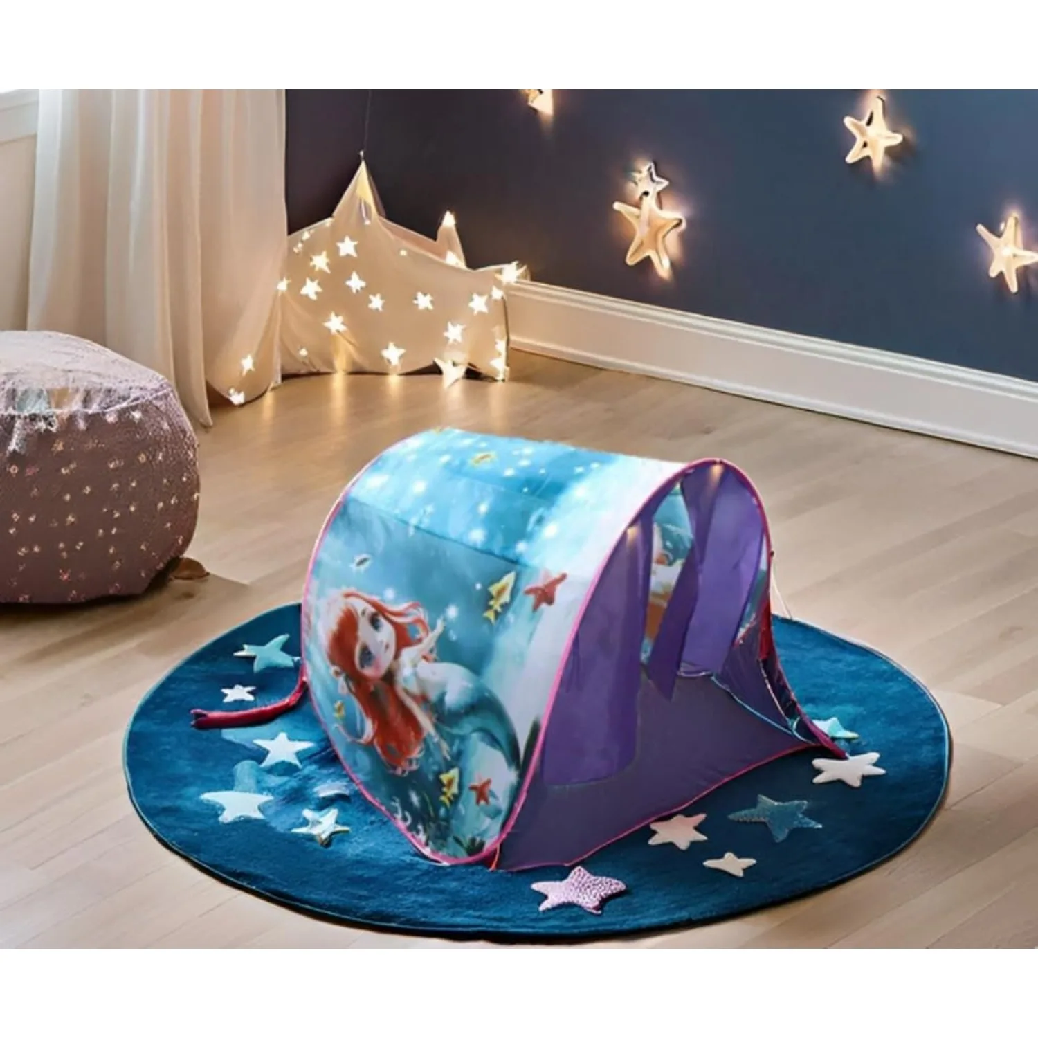 Dream Tent with light show for Kids Bed with Storage Pocket Foldable Kids Tent on Bed Mosquito Net toy tent