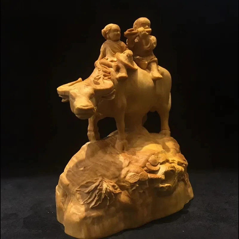 

13x12x7 см резная искусственная Статуэтка: мальчик и девочка на Buffalo Ox