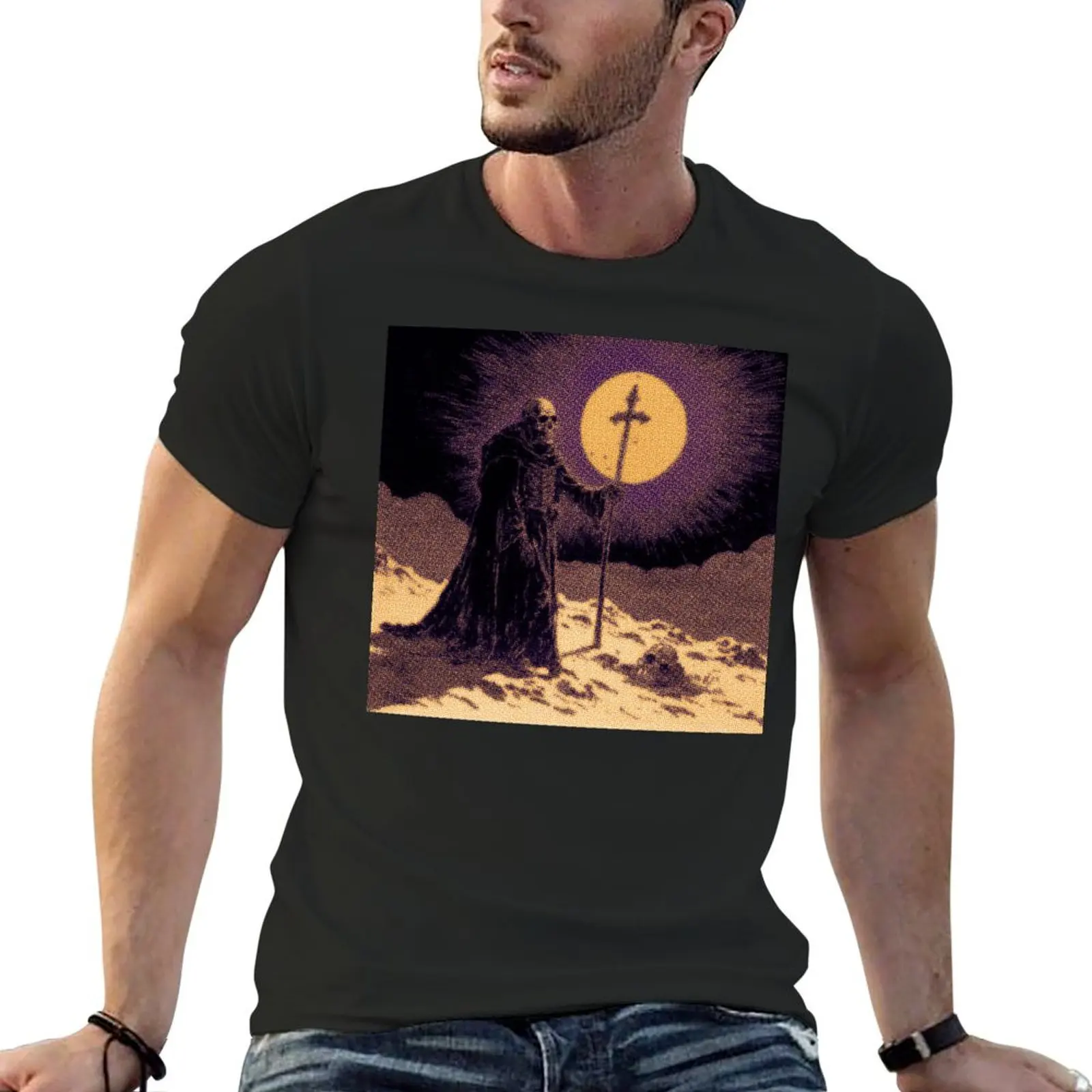 

June Dark Fantasy Skeleton T-shirt plus size tops summer tops vintage mens t shirt