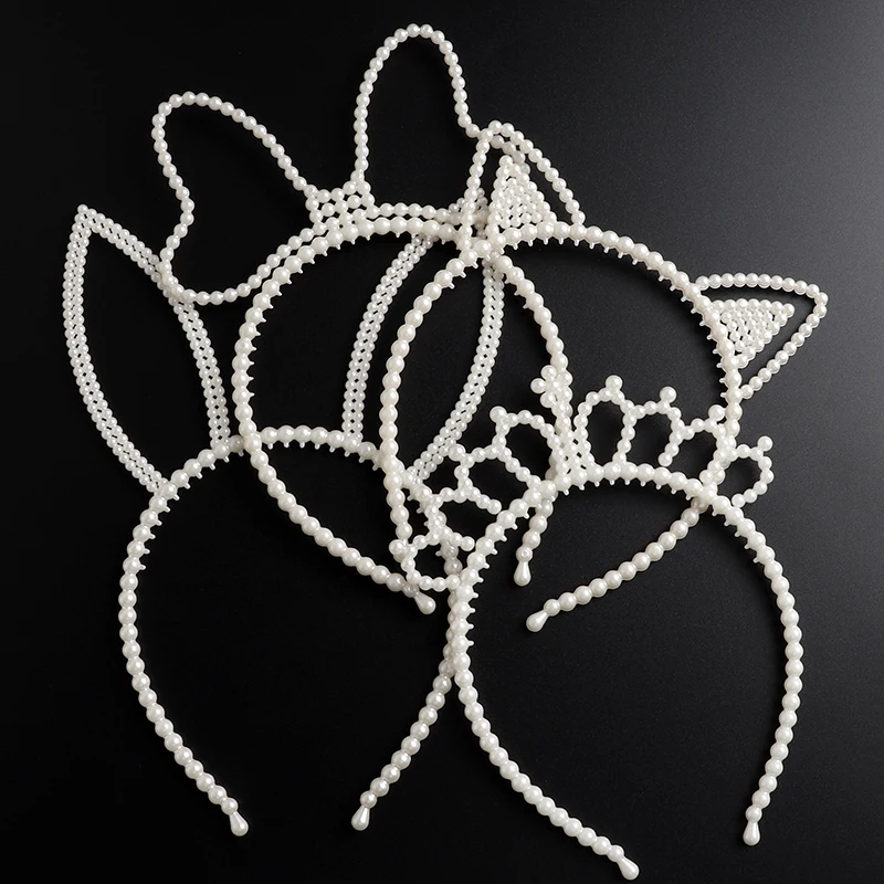 Cute Pearl Headband Cartoon Bunny ears Crown Bow Pearl Shape Hairbands