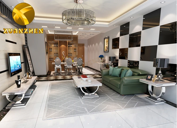Modern Luxury Kitchen Restaurant Tables and 6 Chairs Sets Grey High End Marble Dining Table Set for Home