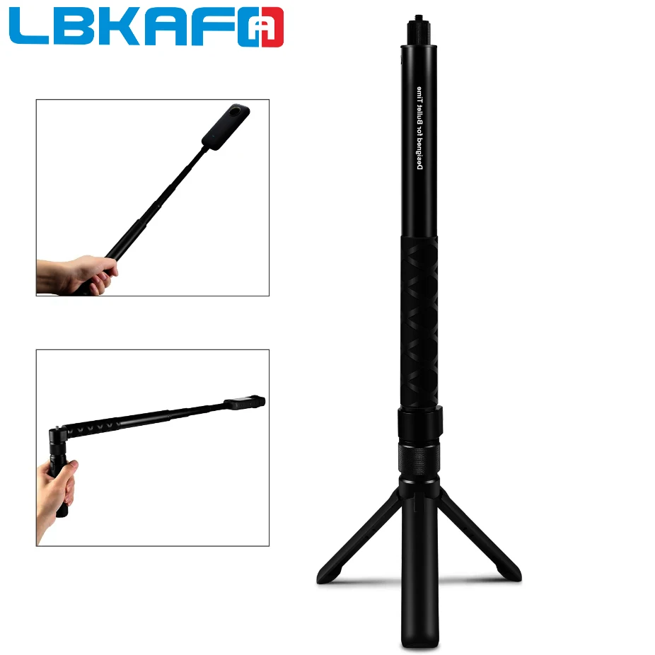 LBKAFA 1.2m 透明自撮り棒 バレットタイム回転ハンドル三脚 Insta360