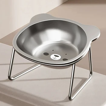 Bols pour chat en acier inoxydable, moustaches surélevées, soulagement de la Fatigue, assiettes pour chat, plat d'eau pour animaux de compagnie, bols pour chaton, bols pour animaux de compagnie, bols de nourriture pour chats 1