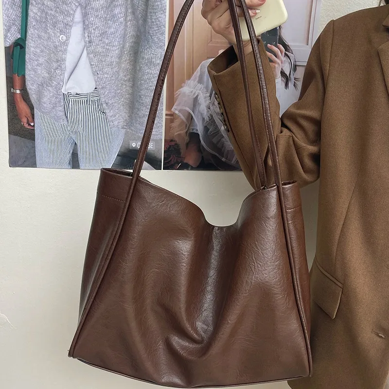 Large Capacity Soft PU Leather Shoulder Bag for Women, Fashion Tote Bag for Commuting