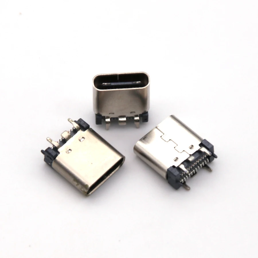 

100pcs USB 3.1 Type C Connector 24 Pin Female Socket receptacle Surface Mount Straight Vertical PCB SMT Board Guide 9.3mm Height