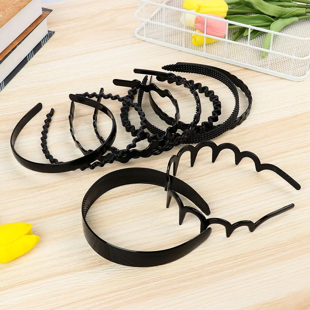 Black Headwear Accessories Unisex Hairband Headband Sport Hair Hoop Spring Wavy Hair Band