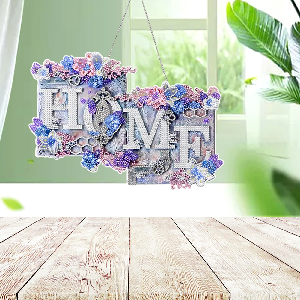 Acrylic Diamond Painting Hanging Pendant Single-Sided 5D DIY Diamond Painting Dots Pendant for Garden Window Decoration