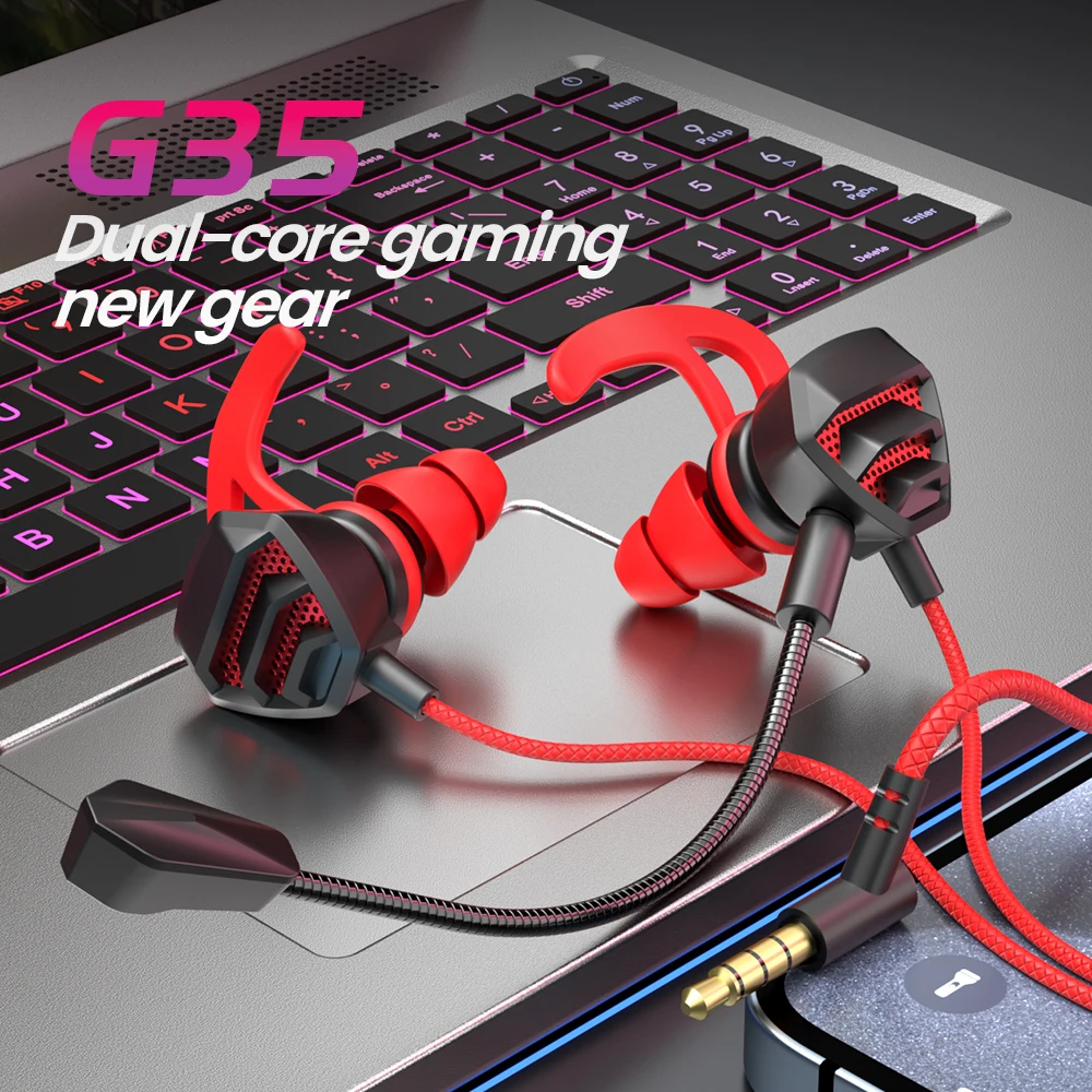 E-Sports Gaming Headset Hifi Stereo Wired headphones 3.5mm Jack/Type-C In-Ear dual Mic Gaming Earphone Wired Earbud For Xiaomi 2