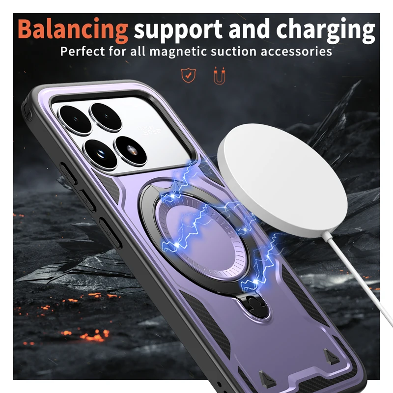 Magnetic Case with Rotating Holder and Suction Grip for Smartphones – ELVEV Hard PC Cover