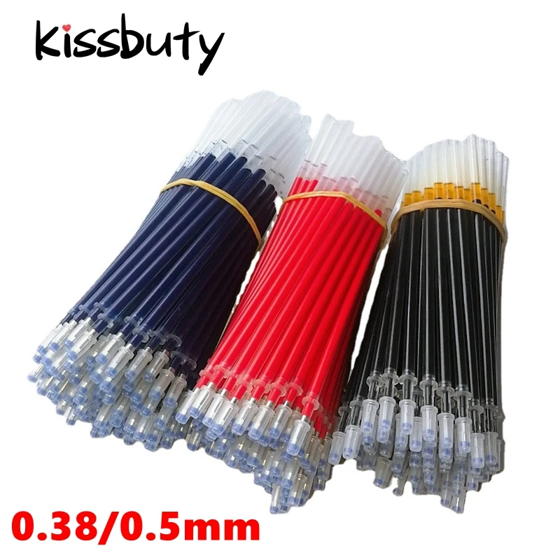 0.38/0.5mm Gel Pen Refill Blue/Black Ink Office School Stationery Writing Ballpoint refill 10/20/50/100pcs/set Handles Rods