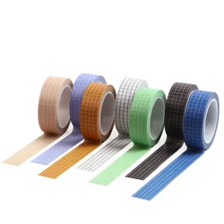 Bande Washi avec grille de couleur Pure, simple, Style japonais, autocollants de décoration, papeterie pour bricolage, art pour Scrapbooking 
