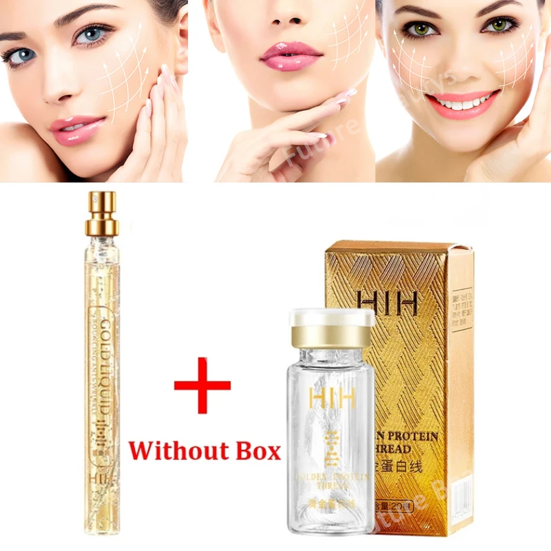 

Protein Thread Lifting Set 24K Gold Face Serum Active Collagen Silk Thread Facial Essence Anti-Aging Firming Moisturize Skin Car