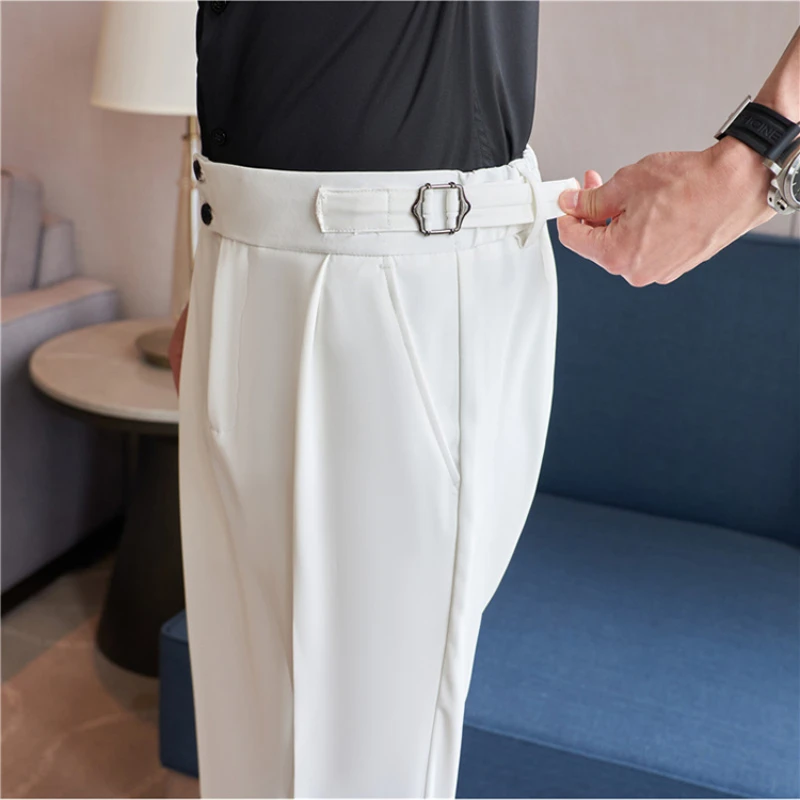 Men Dress Pants High Waist Fashion Design Stretch Casual Trousers Office  Social Business Slim Fit Suit Pants Streetwear Hombre - AliExpress