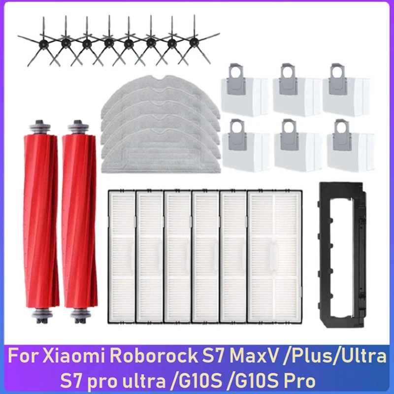 

28PCS Accessories Kit For Xiaomi Roborock S7 Maxv /Plus /Ultra /S7 Pro Ultra /G10S / G10S Pro Robot Vacuum Cleaner Parts