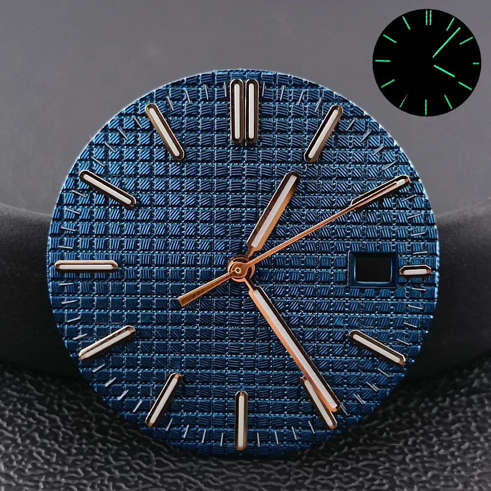 Cadran De Montre Vert Lumineux 28.5mm - Simple Calendrier - Compatible Mouvement NH35A/4R35 - Neuf Avec Étiquettes