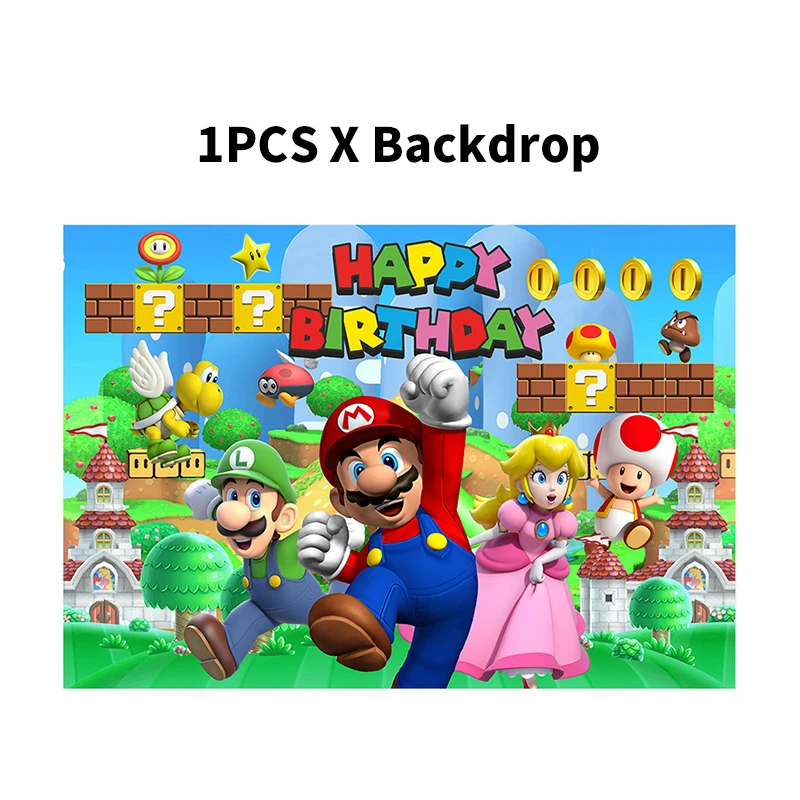 thumbnail image 1 of Decoración para fiesta de cumpleaños de Super Mario Bros, juego de vajilla con temática de Mario Brother, vasos con pajita, platos, globos, suministros para fiestas, juguetes para niños, 1 of 5