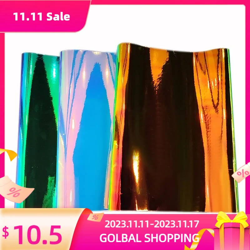 

46*135cm Illusory color Mirror Faux Leather Sheets PU Fabric for Making Leather Handmade Bows Earrings Handbag Sewing Crafts