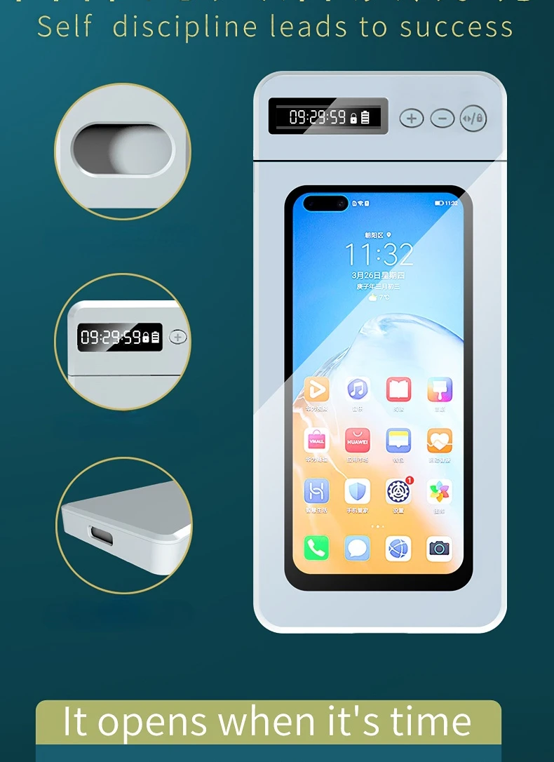 Electronic Phone Timer Lock Box SmartPhone Timing Locking Case Self