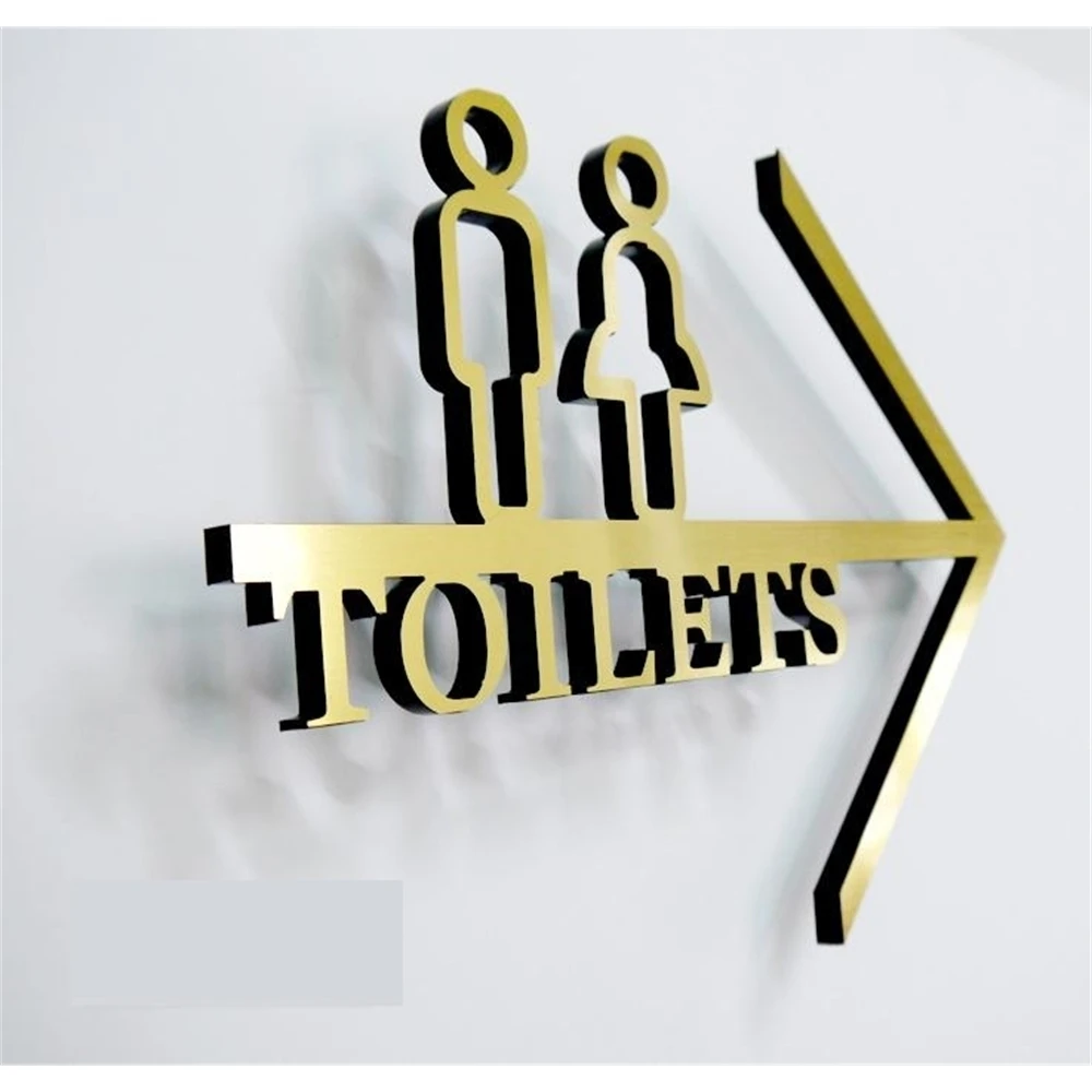 Creative Door Mounted Sign Plate Wc Guided Label Plate Toilet Wall Orientation Toilet Signage Board Customized
