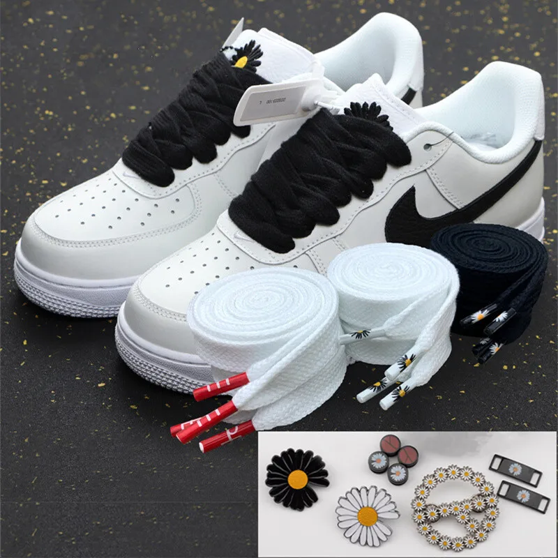 Individuelle Muster High-top Leinwand Turnschuhe AF1 Schnürsenkel Kleine Gänseblümchen Cartoon Druck Mode Frauen Männer Schnürsenkel Dropship