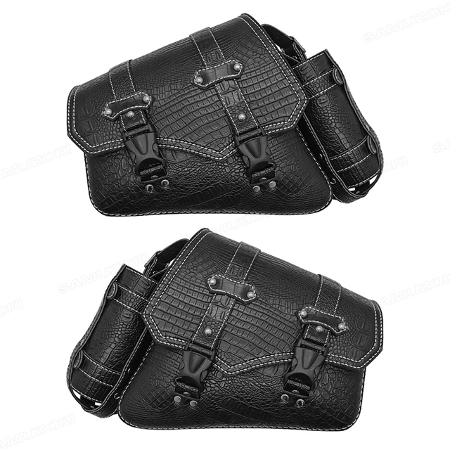Universal Motorcycle Luxury Black Crocodile Pattern
