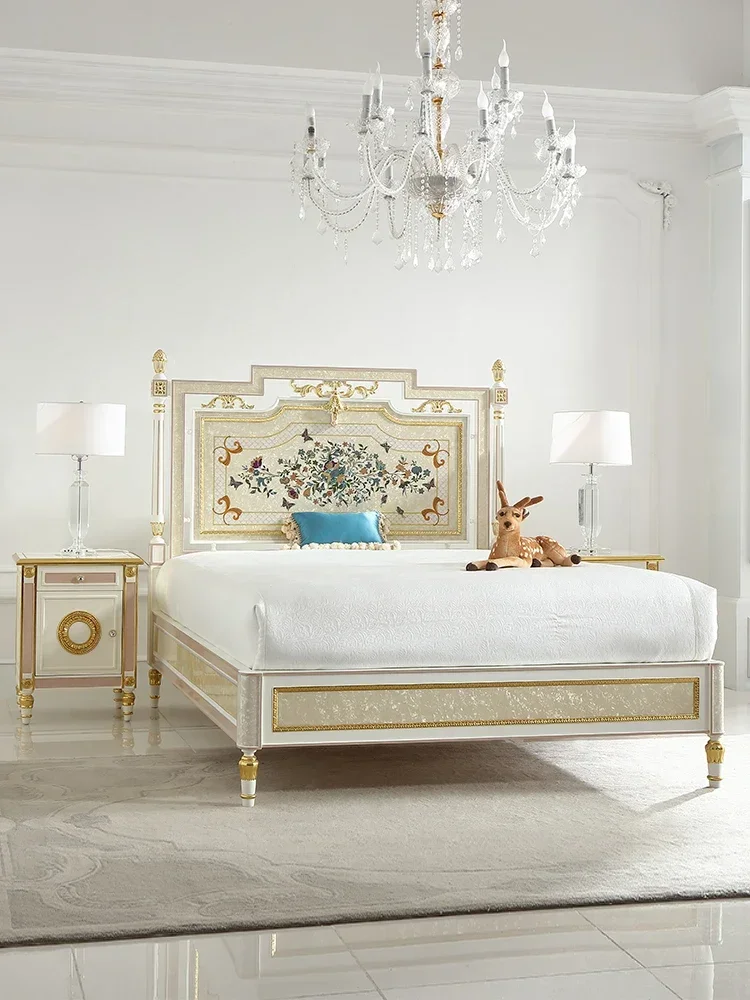 

French-style double bed European-style solid wood luxury 1.5M bed bedroom high-end carved princess bed P6